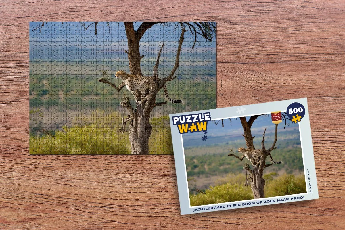 PuzzleWow Luipaard Boom Dier Legpuzzel 500 Stuks - Multicolor