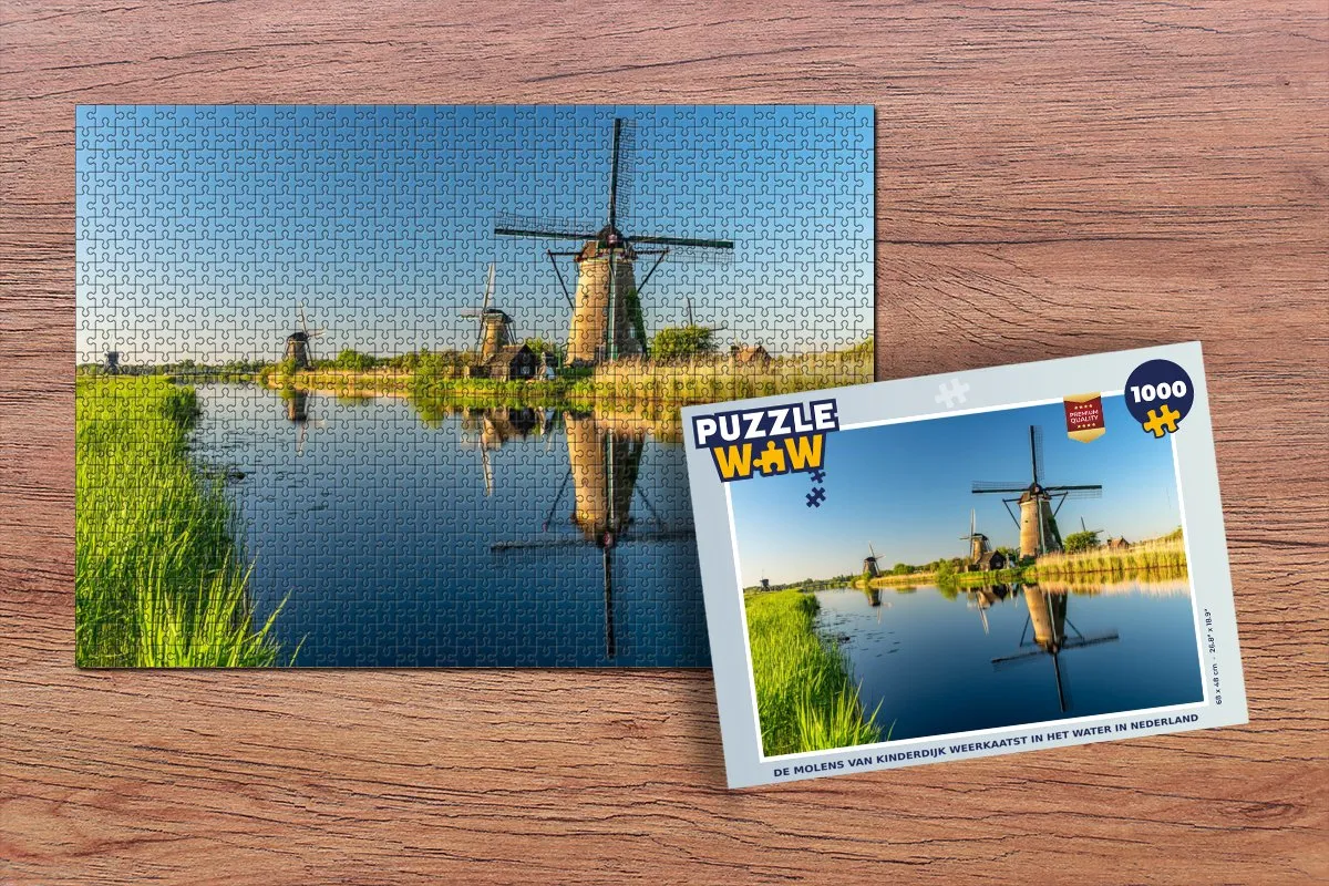 PuzzleWow Molen Water Reflectie Legpuzzel 1000 Stuks