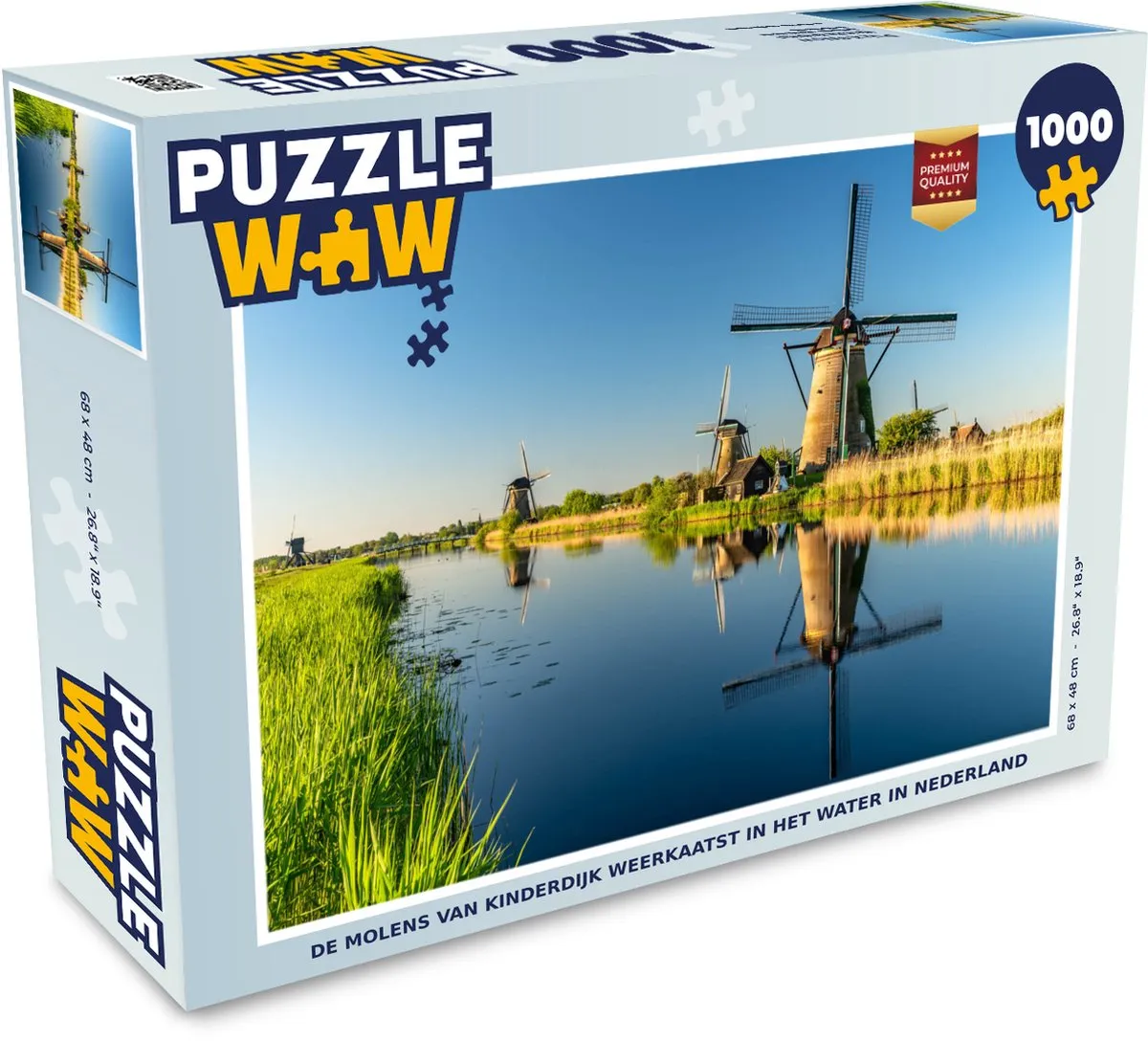 PuzzleWow Molen Water Reflectie Legpuzzel 1000 Stuks - Multicolor
