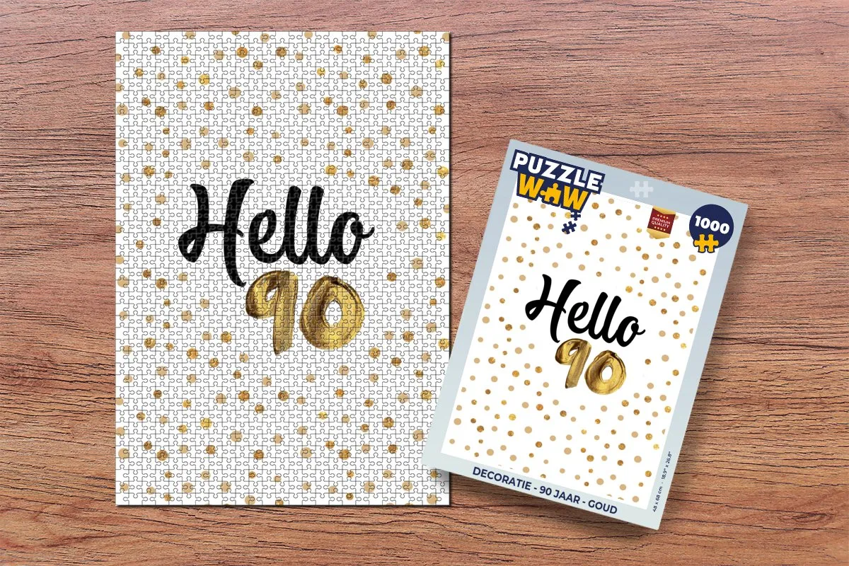 PuzzleWow 90 Jaar Legpuzzel 1000 Stuks - Goud