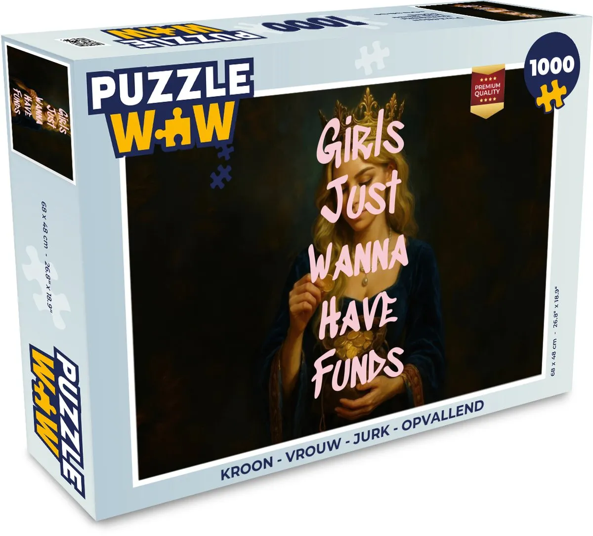 PuzzleWow Kroon Vrouw Jurk Legpuzzel 1000 Stuks