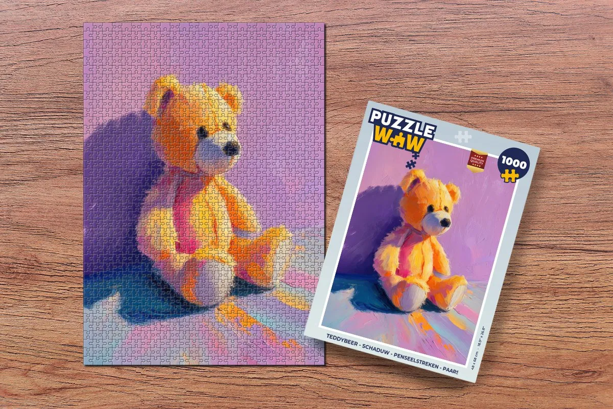 PuzzleWow Teddybeer Schaduw Legpuzzel 1000 Stuks - Paars