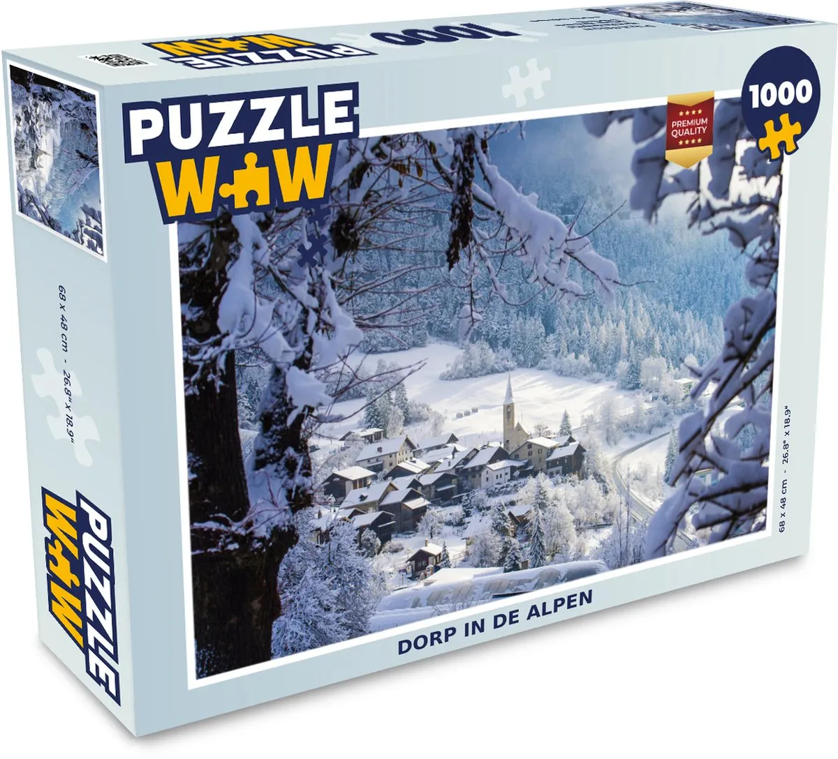 PuzzleWow Alpen Sneeuw Dorp Legpuzzel 1000 Stuks