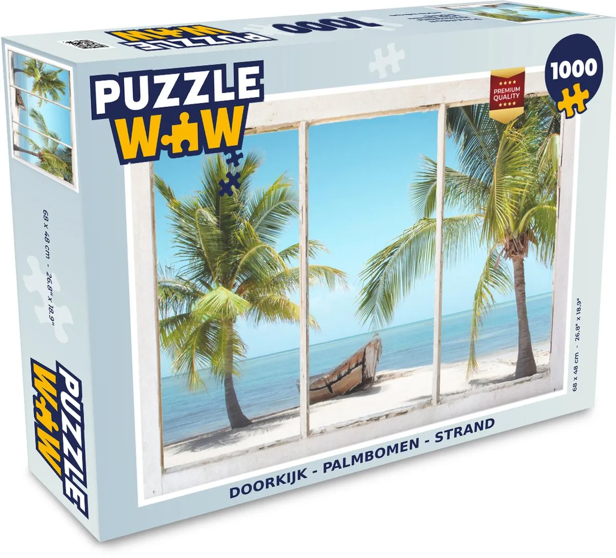 PuzzleWow Doorkijk Palmbomen Strand Legpuzzel 1000 Stuks