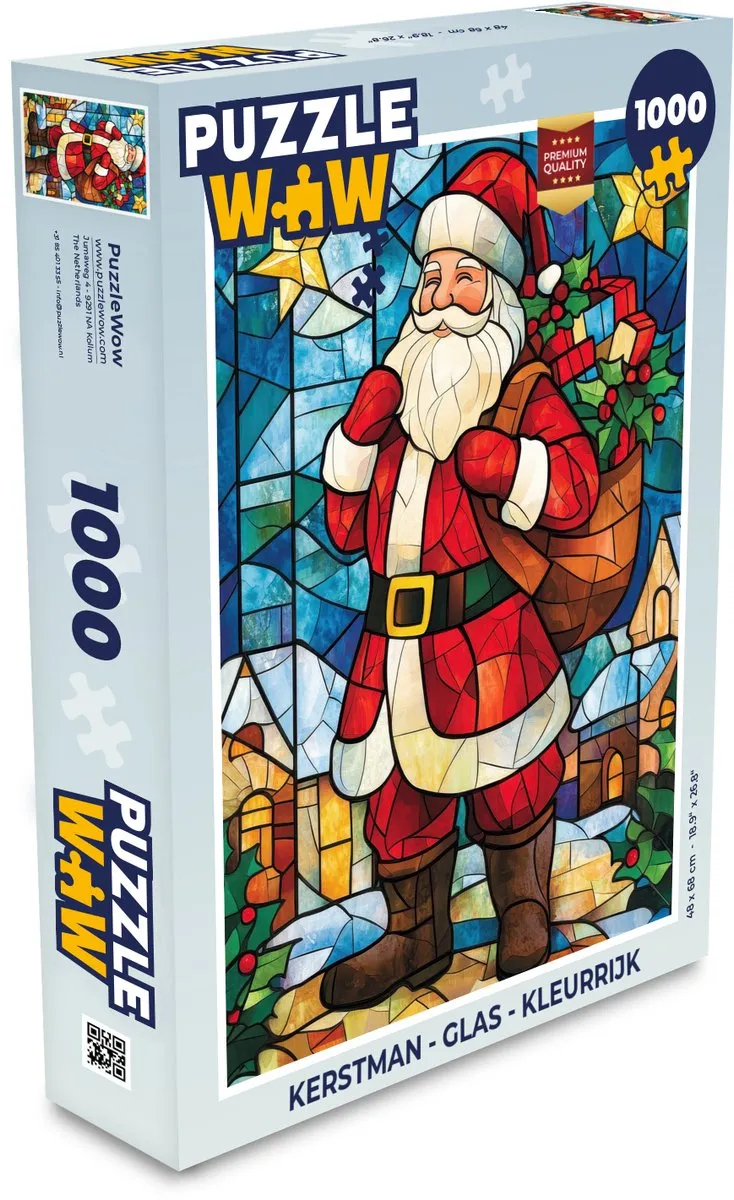 PuzzleWow Kerstman Glas Puzzle 1000 Stuks