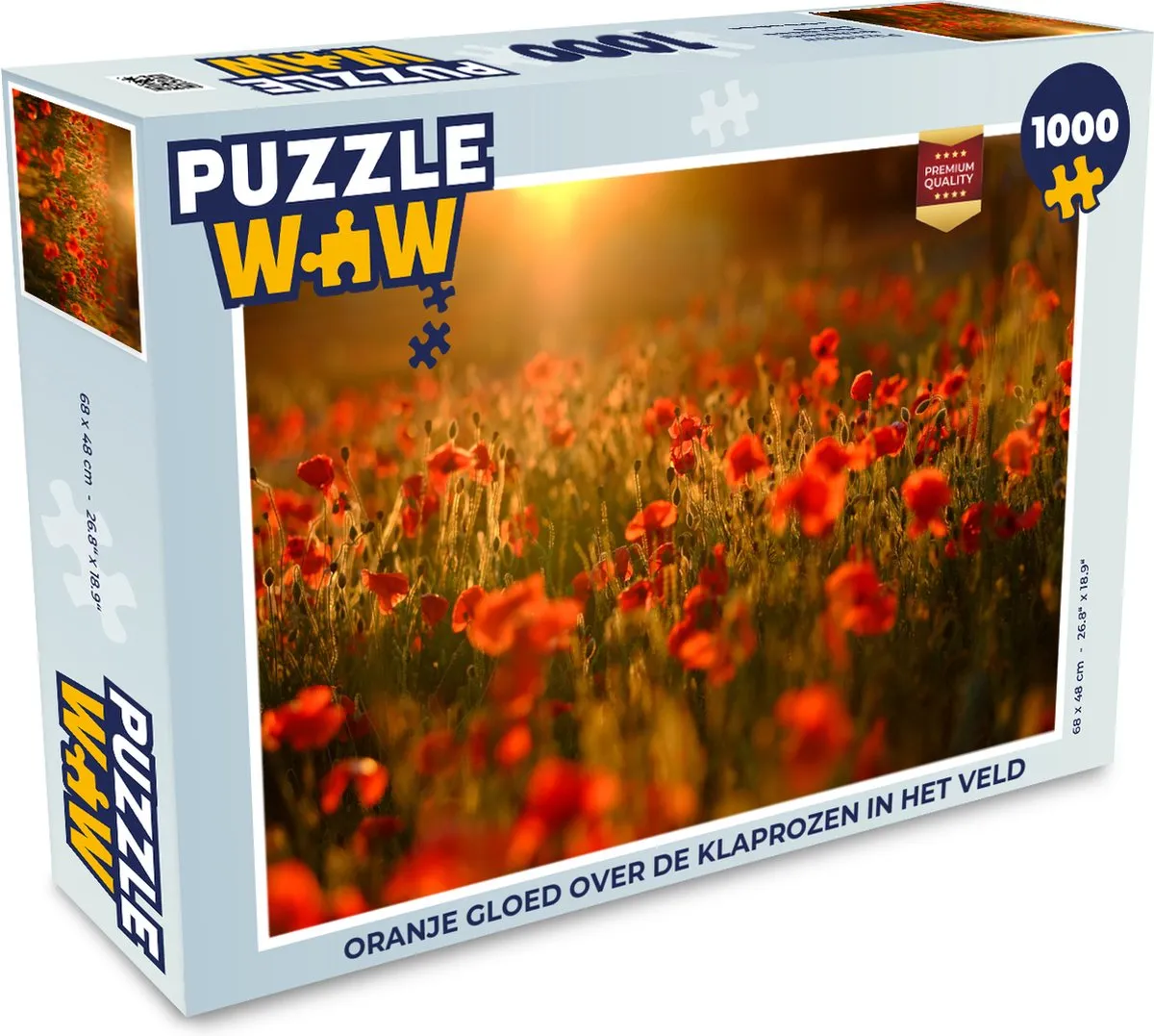 PuzzleWow Legpuzzel Oranje gloed Klaprozen 1000 Stuks