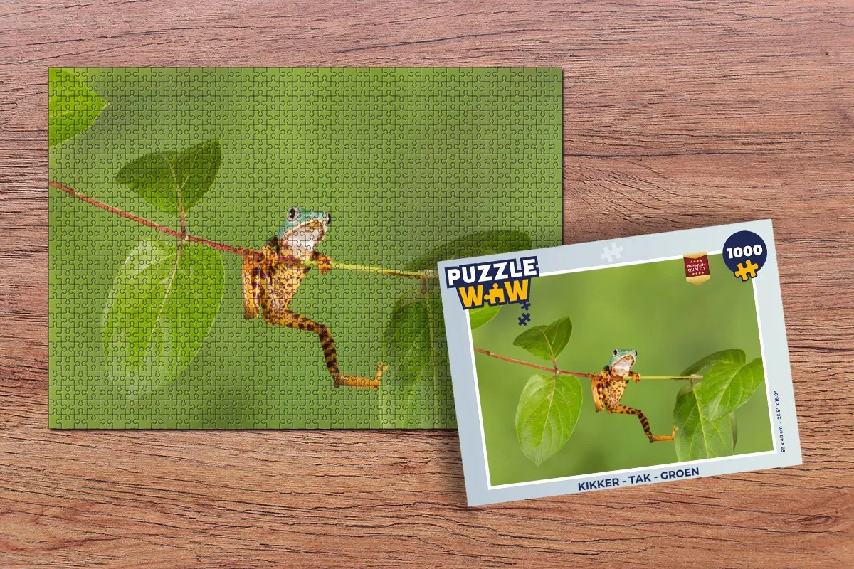 PuzzleWow Kikker Tak Groen Legpuzzel 1000 Stuks
