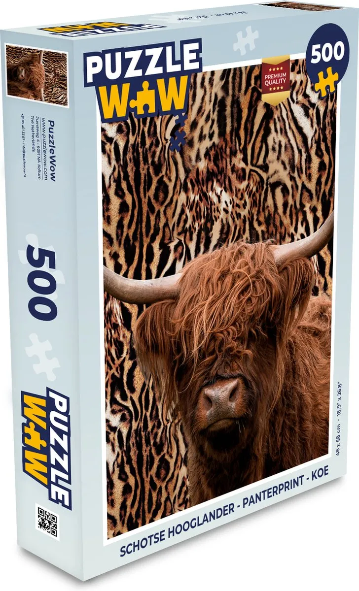 PuzzleWow Schotse Hooglander Panterprint Legpuzzel 500 Stuks