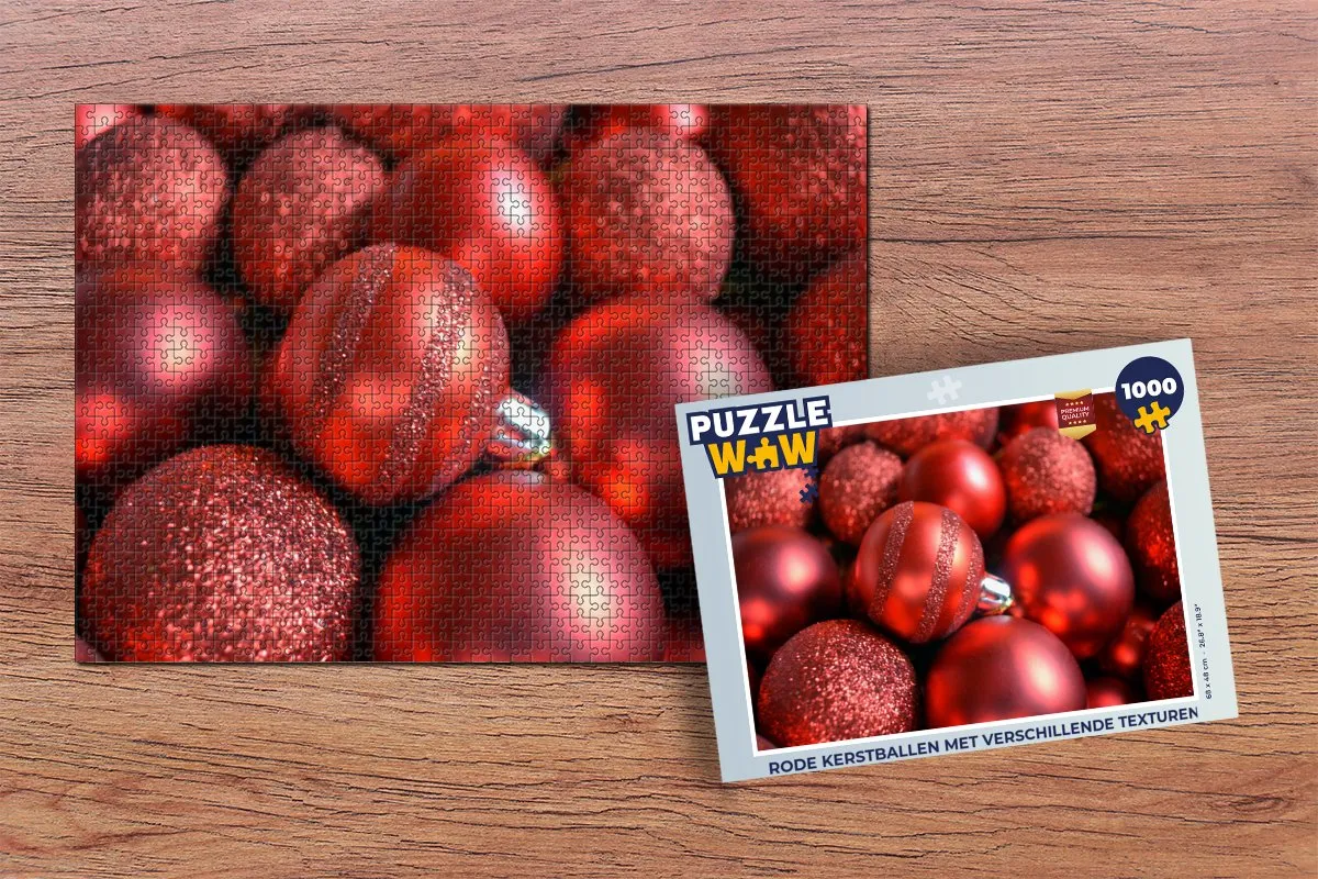 PuzzleWow Kerstpuzzel Rode Ballen 1000 Stuks - Multicolor