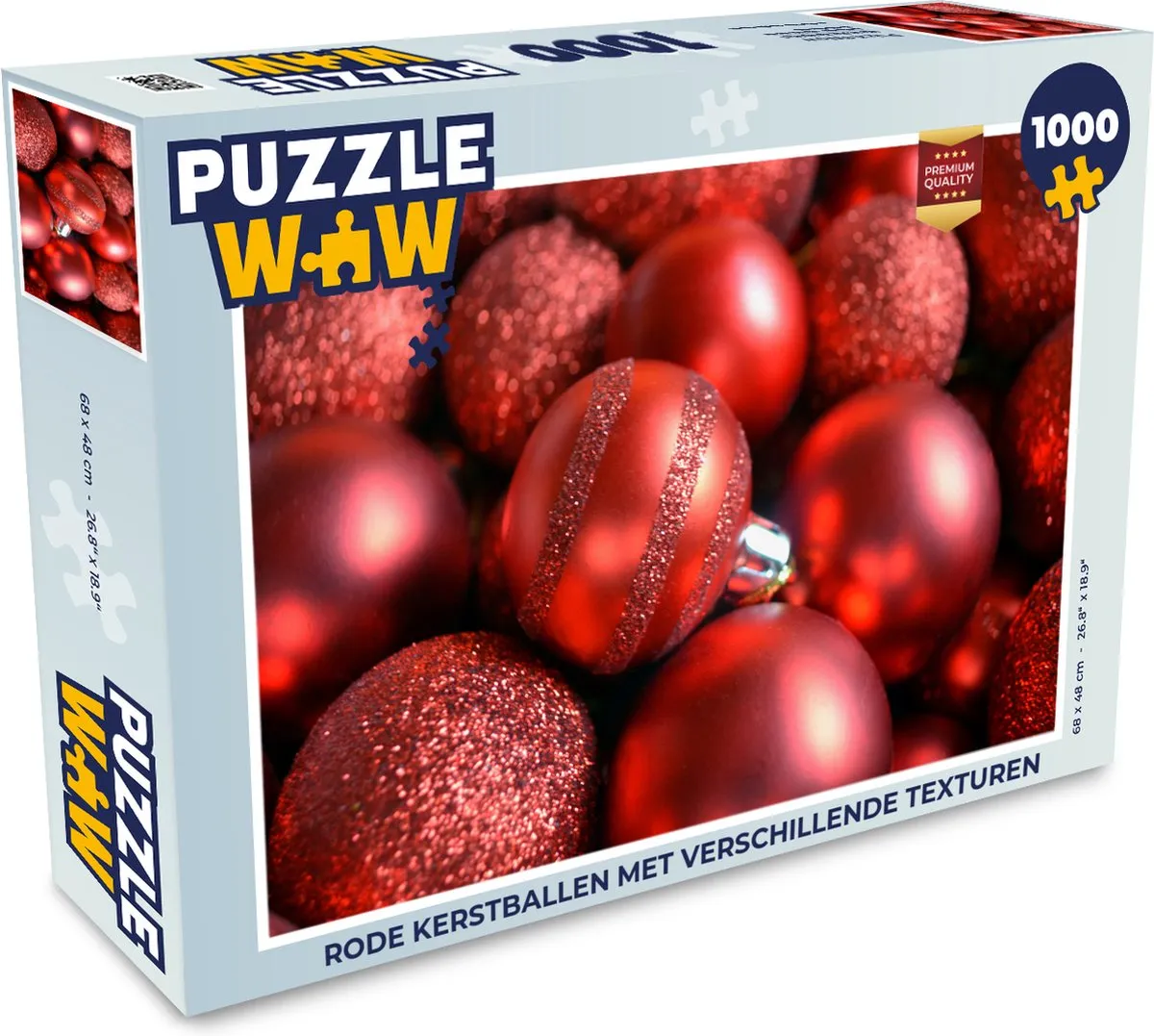 PuzzleWow Kerstpuzzel Rode Ballen 1000 Stuks
