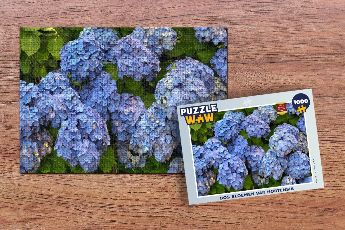 PuzzleWow Bos Bloemen Hortensia Legpuzzel 1000 Stuks - Multicolor