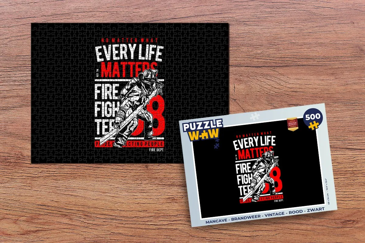PuzzleWow Mancave Brandweer Legpuzzel 500 Stuks - Multicolor