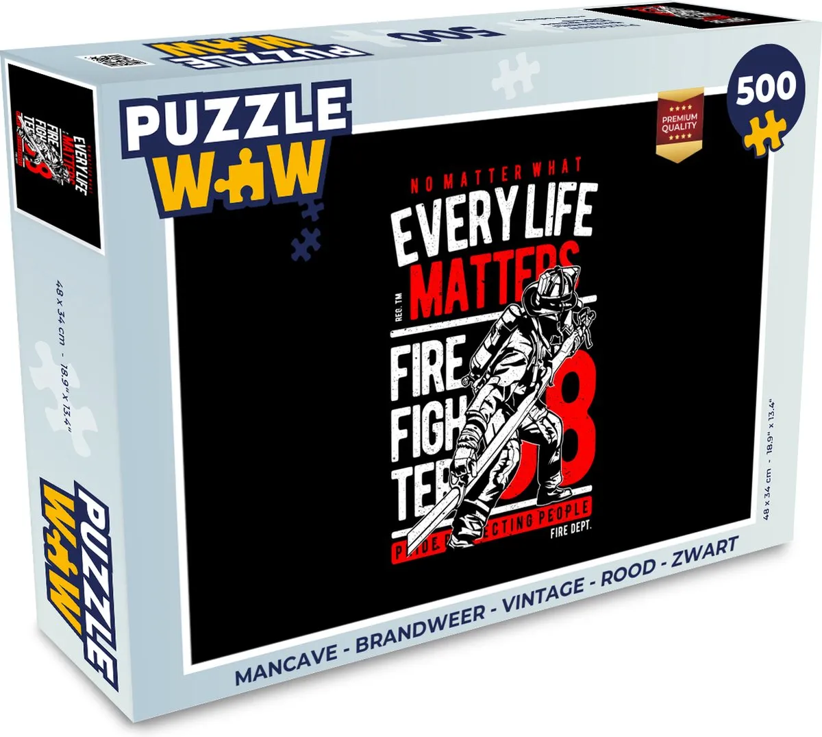 PuzzleWow Mancave Brandweer Legpuzzel 500 Stuks