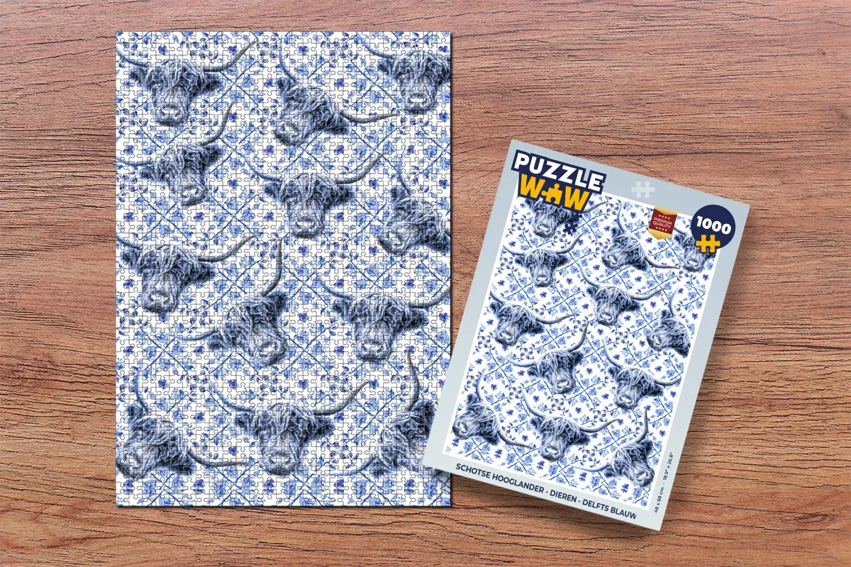 PuzzleWow Schotse Hooglander Legpuzzel 1000 Stuks - Multicolor