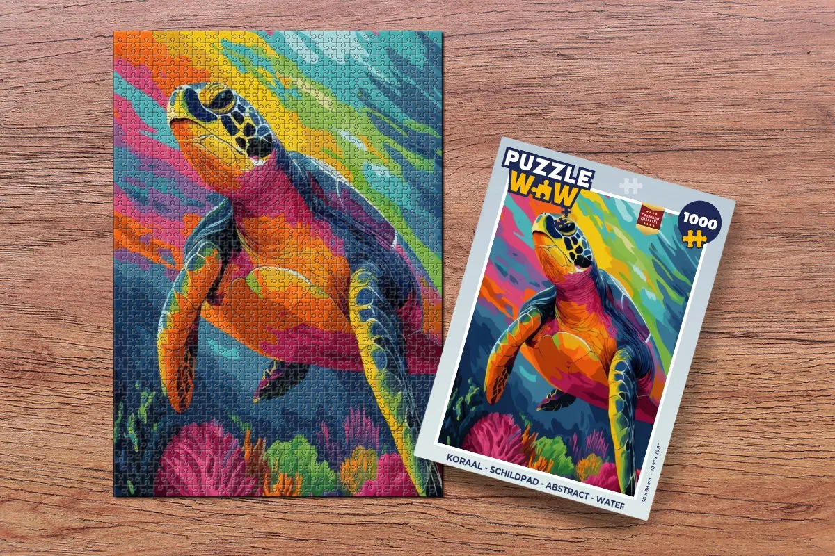 PuzzleWow Koraal Schildpad Legpuzzel 1000 Stuks - Abstract Water
