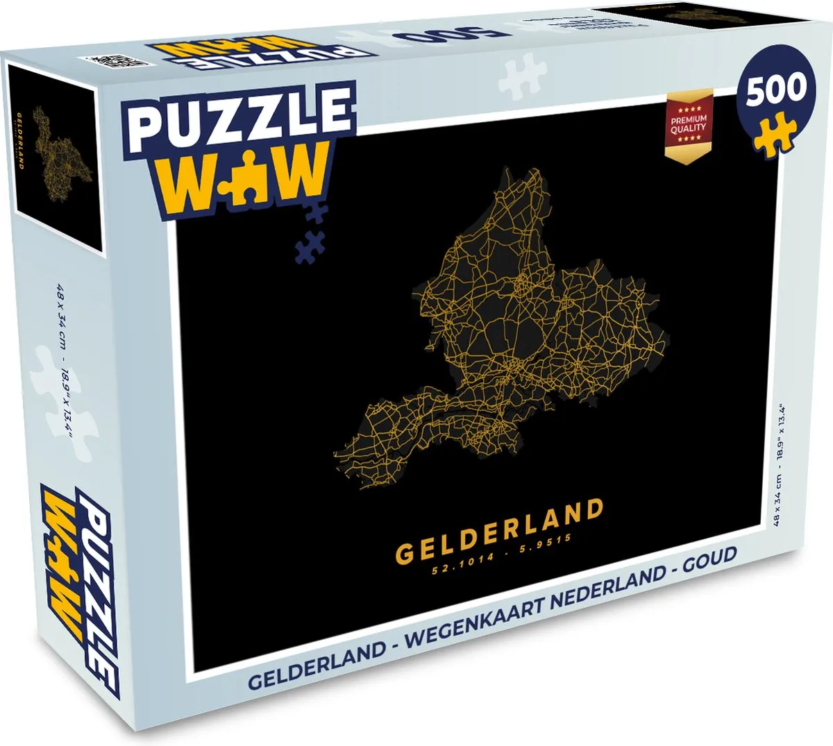 PuzzleWow Gelderland Wegenkaart Nederland Legpuzzel 500 Stuks