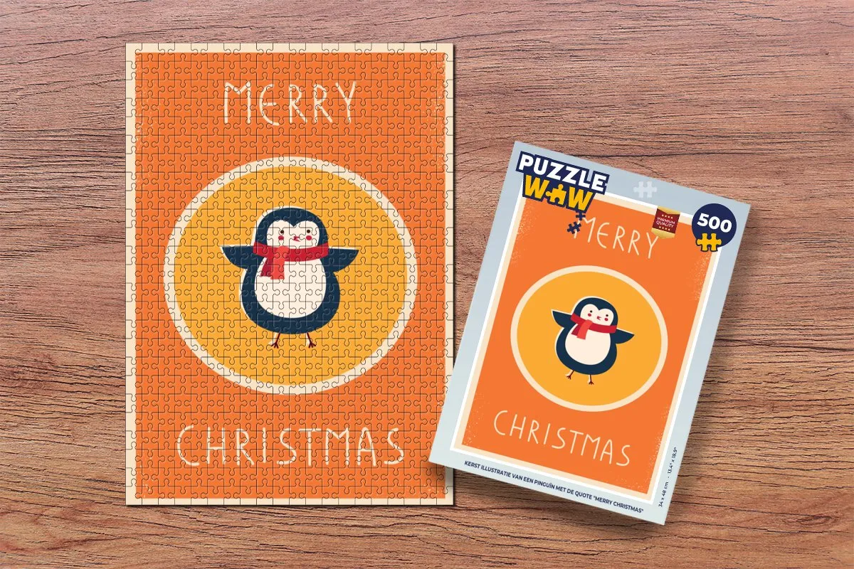 PuzzleWow Dieren Kerst Pinguïn Legpuzzel 500 Stuks - Multicolor