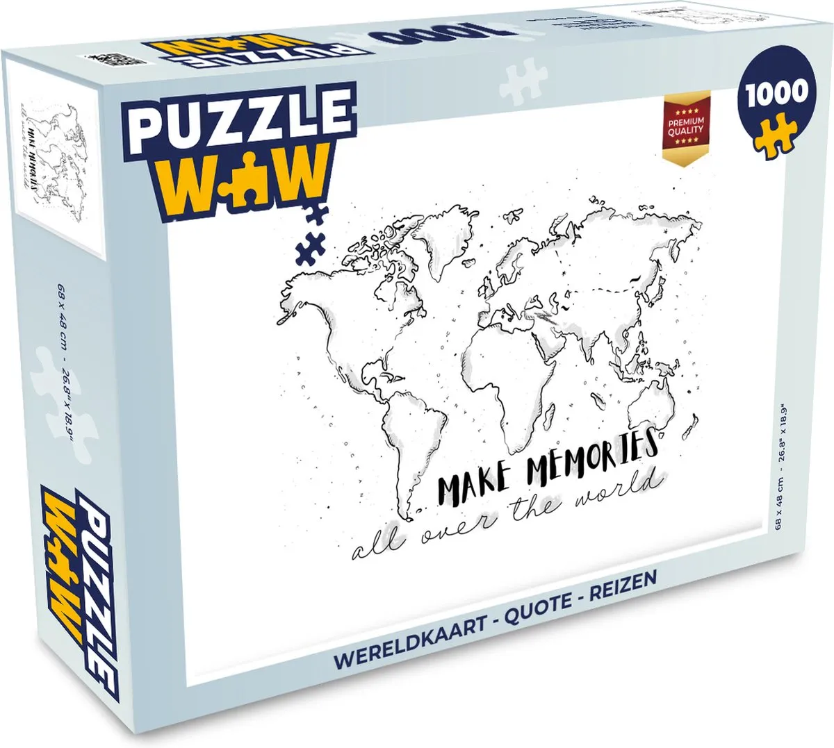 PuzzleWow Wereldkaart Quote Legpuzzel 1000 Stuks