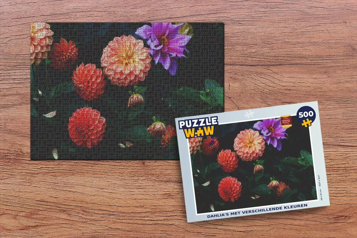 PuzzleWow Dahlia's Legpuzzel 500 Stuks - Multicolor