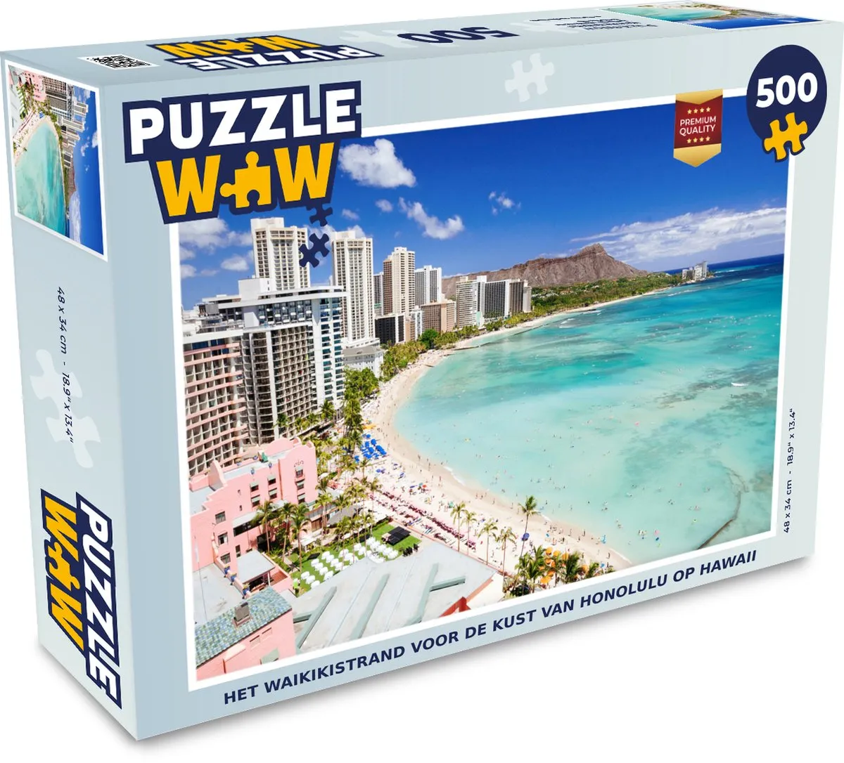 PuzzleWow Legpuzzel Waikikistrand Honolulu 500 Stuks