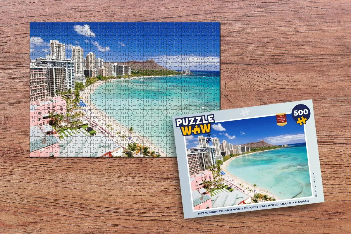 PuzzleWow Legpuzzel Waikikistrand Honolulu 500 Stuks - Multicolor