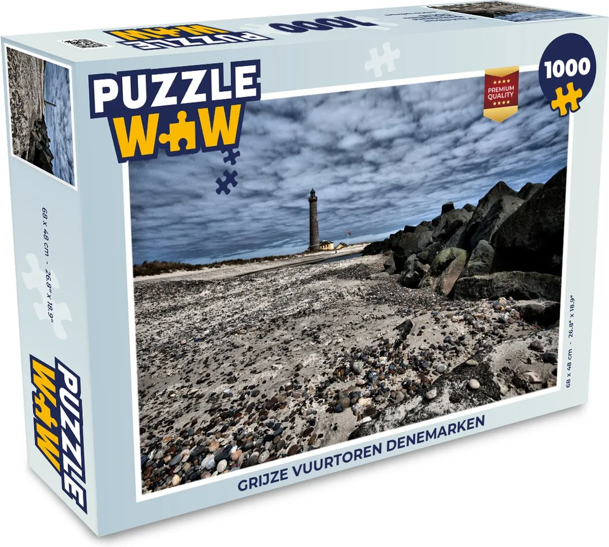 PuzzleWow Legpuzzel Grijze Vuurtoren Denemarken 1000 Stuks