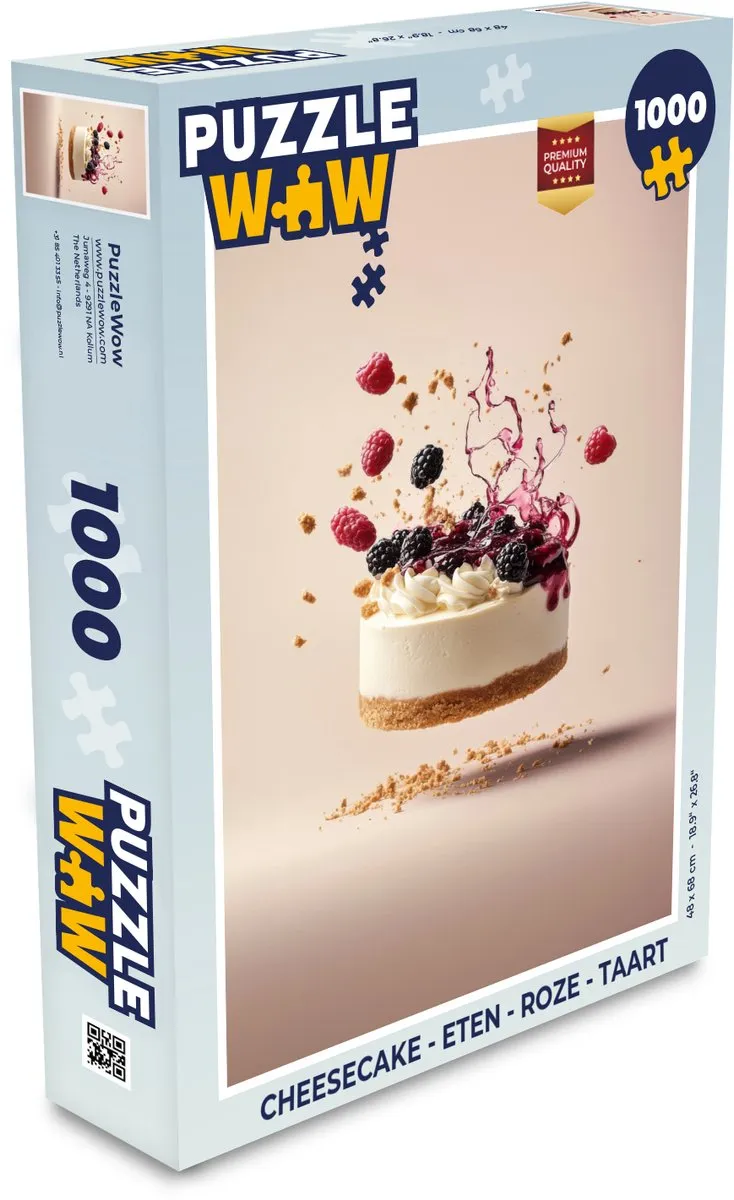 PuzzleWow Cheesecake Legpuzzel 1000 Stuks - Roze