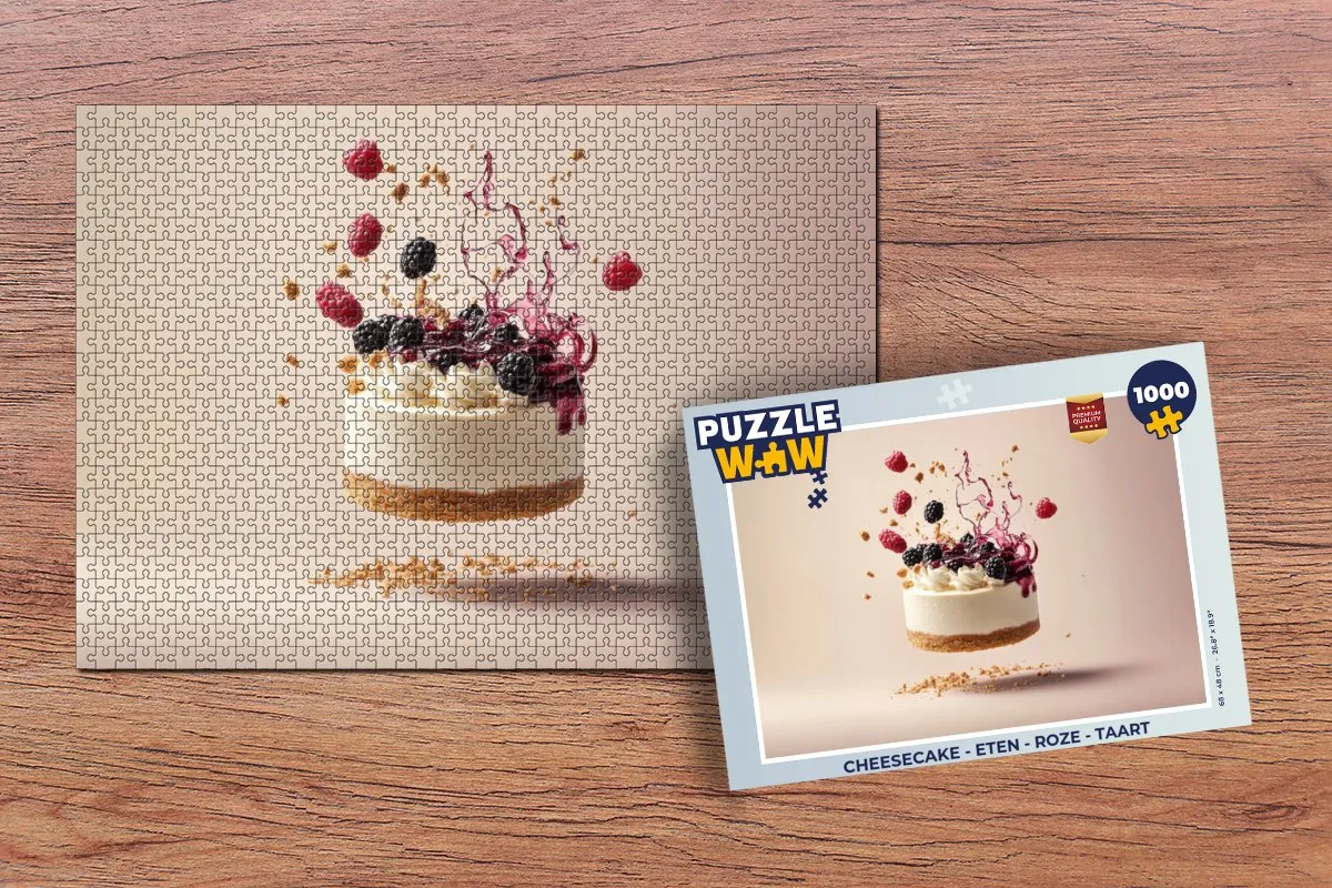 PuzzleWow Cheesecake Legpuzzel 1000 Stuks - Roze