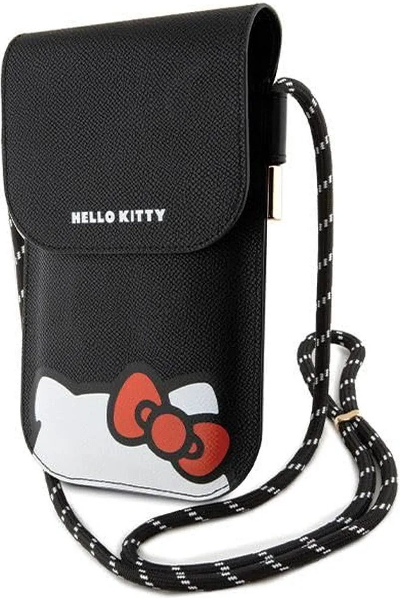 Hello Kitty Lederen Hiding Kitty Cord Tas - Zwart