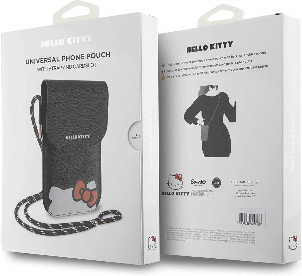 Hello Kitty Lederen Hiding Kitty Cord Tas - Zwart