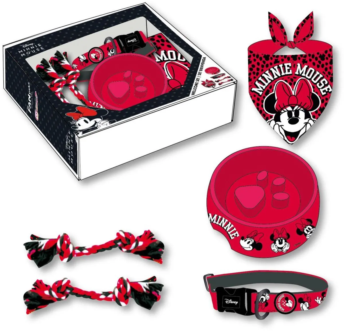 Disney Minnie Mouse Huisdieren Set - 5-delig - Rood/Zwart