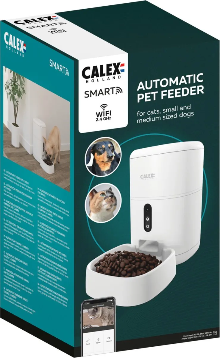 Calex Smart Petfeeder met Camera - 4L - 12 Maaltijden - Grijs - afbeelding 6 van 6