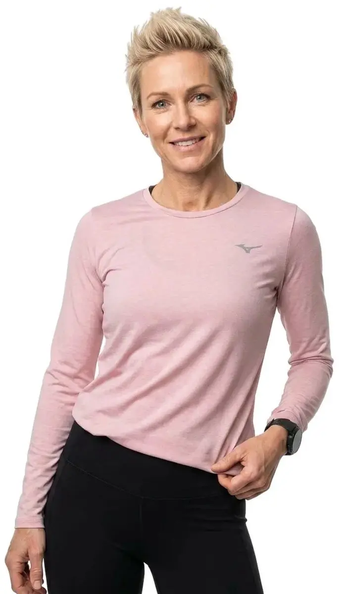 Mizuno Core Impulse T-shirt Dames - Lange mouwen - Bleached Mauve XL - afbeelding 3 van 4