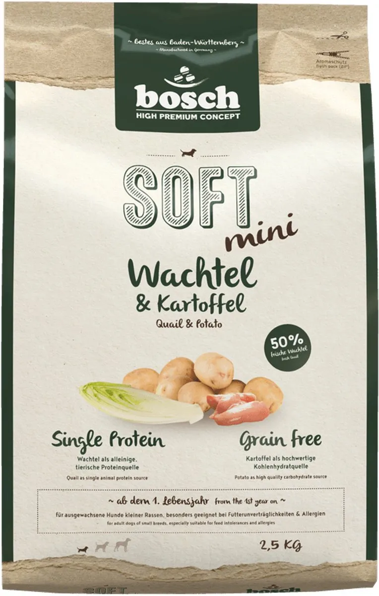 Bosch Soft Mini Hondenvoer Kwartel & Aardappel 2,5kg