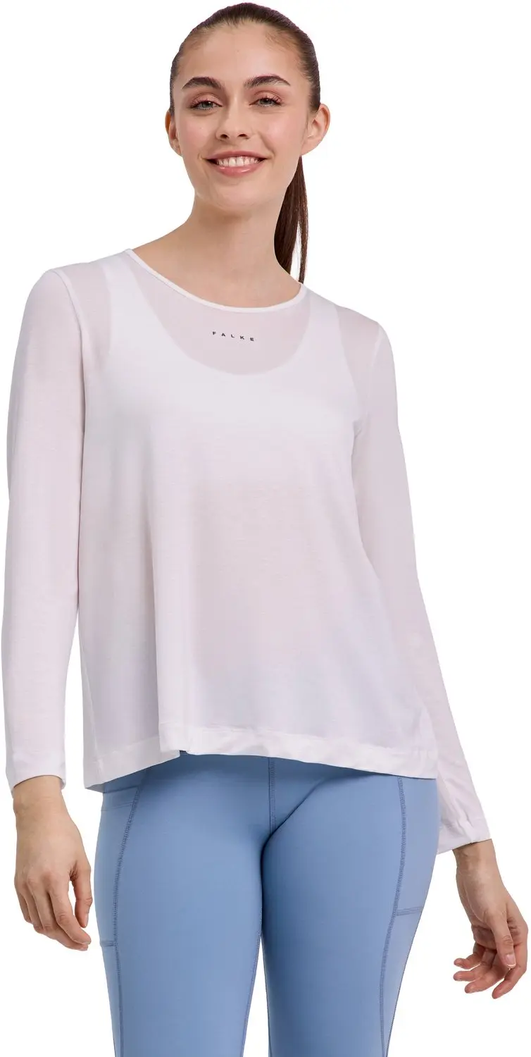 FALKE Training Studio vochtregulerend lyocell functioneel materiaal shirt met lange mouwen dames wit - maat L