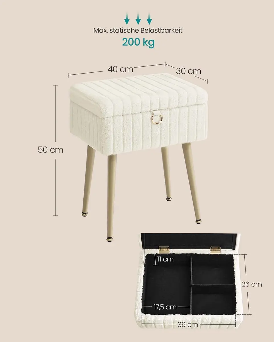 Songmics LOM505WZ02 Gestoffeerde Stoel - Wit - afbeelding 6 van 6