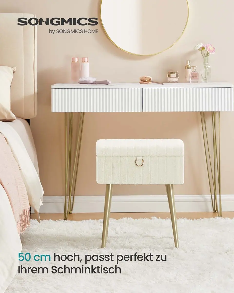 Songmics LOM505WZ02 Gestoffeerde Stoel - Wit - afbeelding 4 van 6