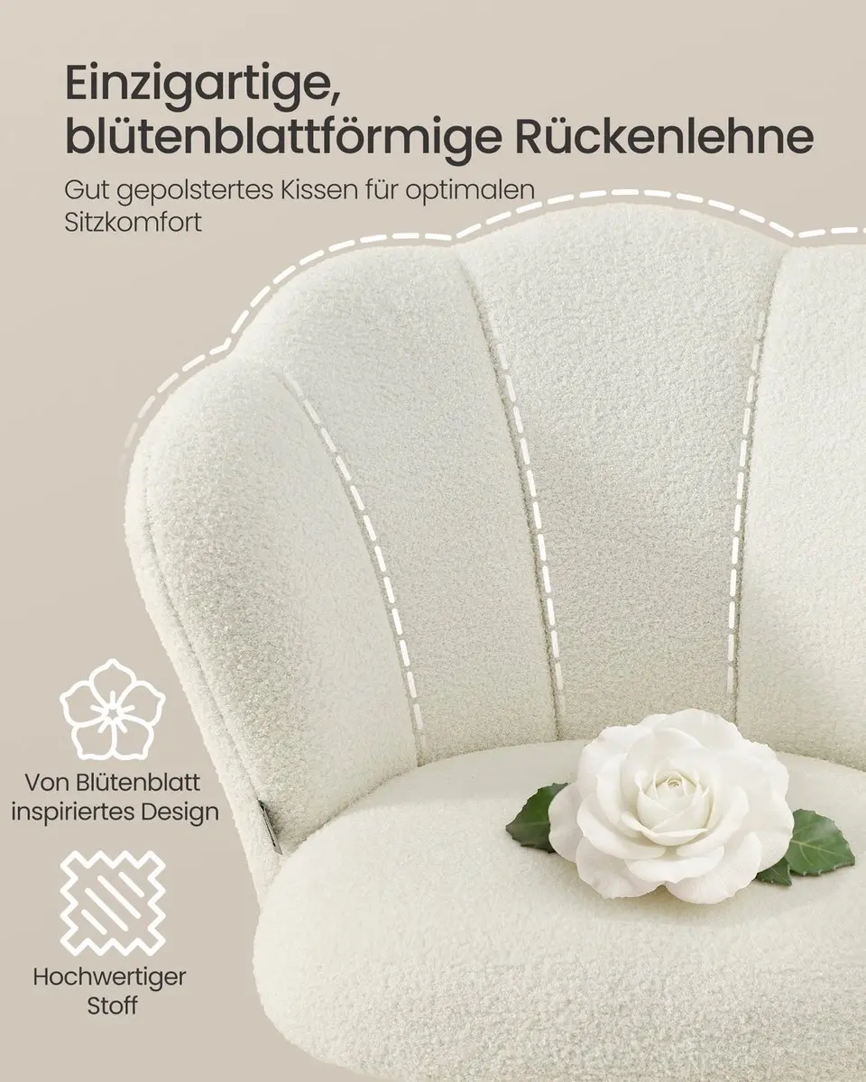 Songmics OBG030WD01 Bureaustoel - Crèmewit - afbeelding 3 van 6
