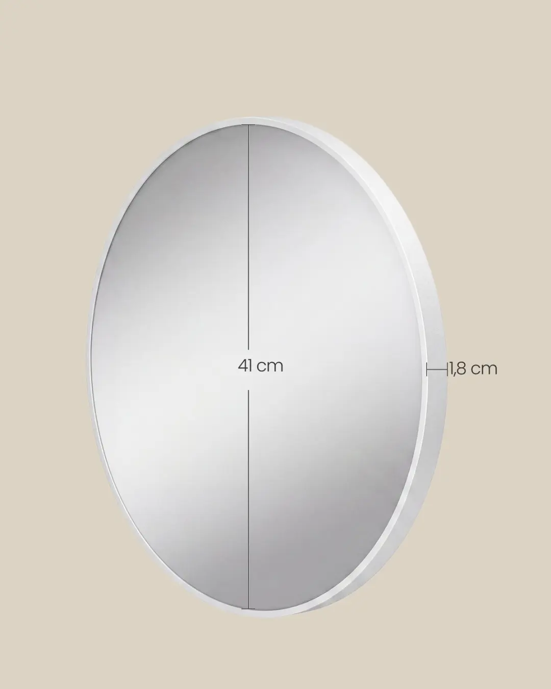 Songmics LWM104WC01 Ronde Wandspiegel 41cm - Matwit - afbeelding 2 van 6