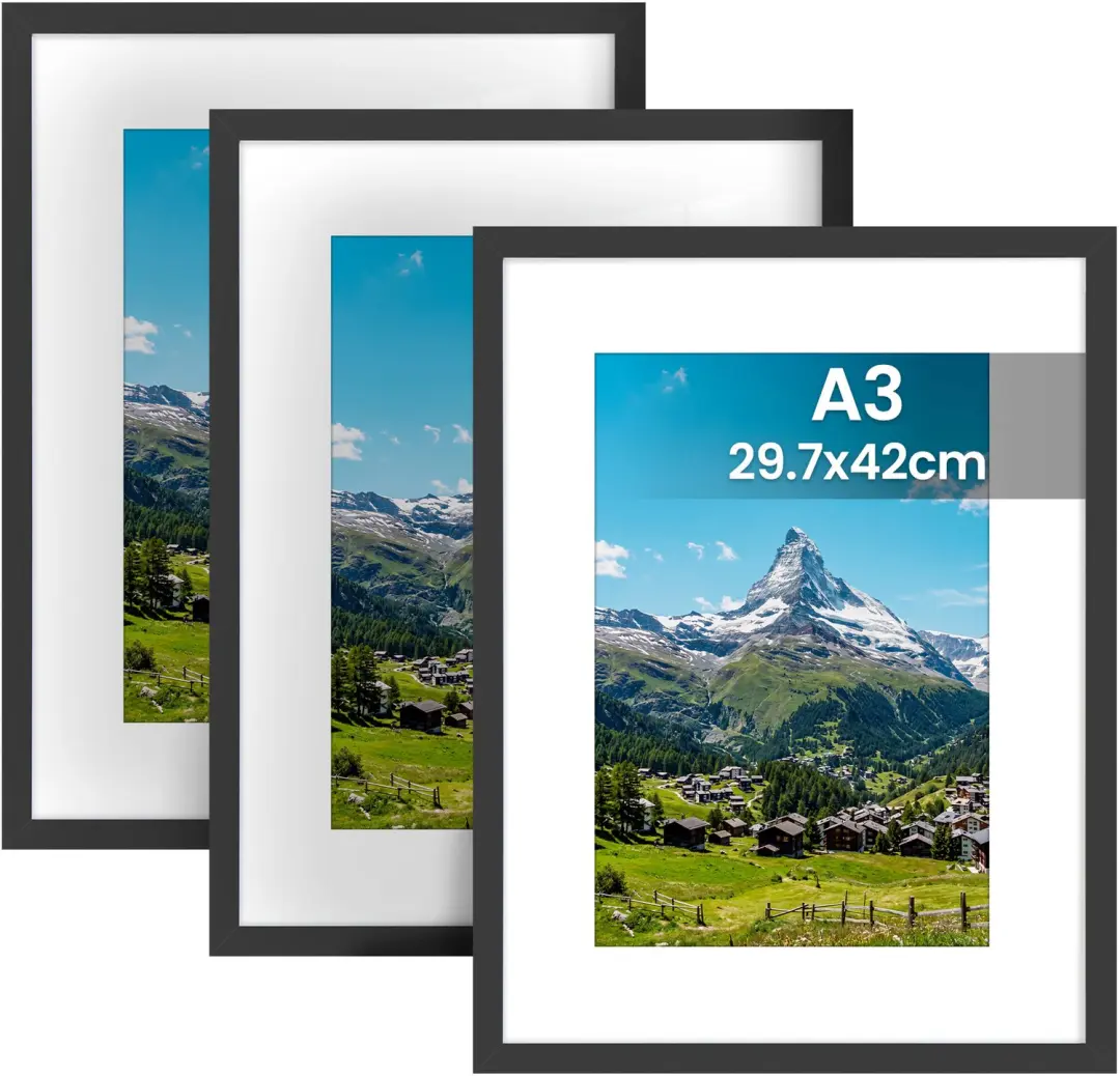 PVC fotolijsten A3 met wandhaken, set van 3