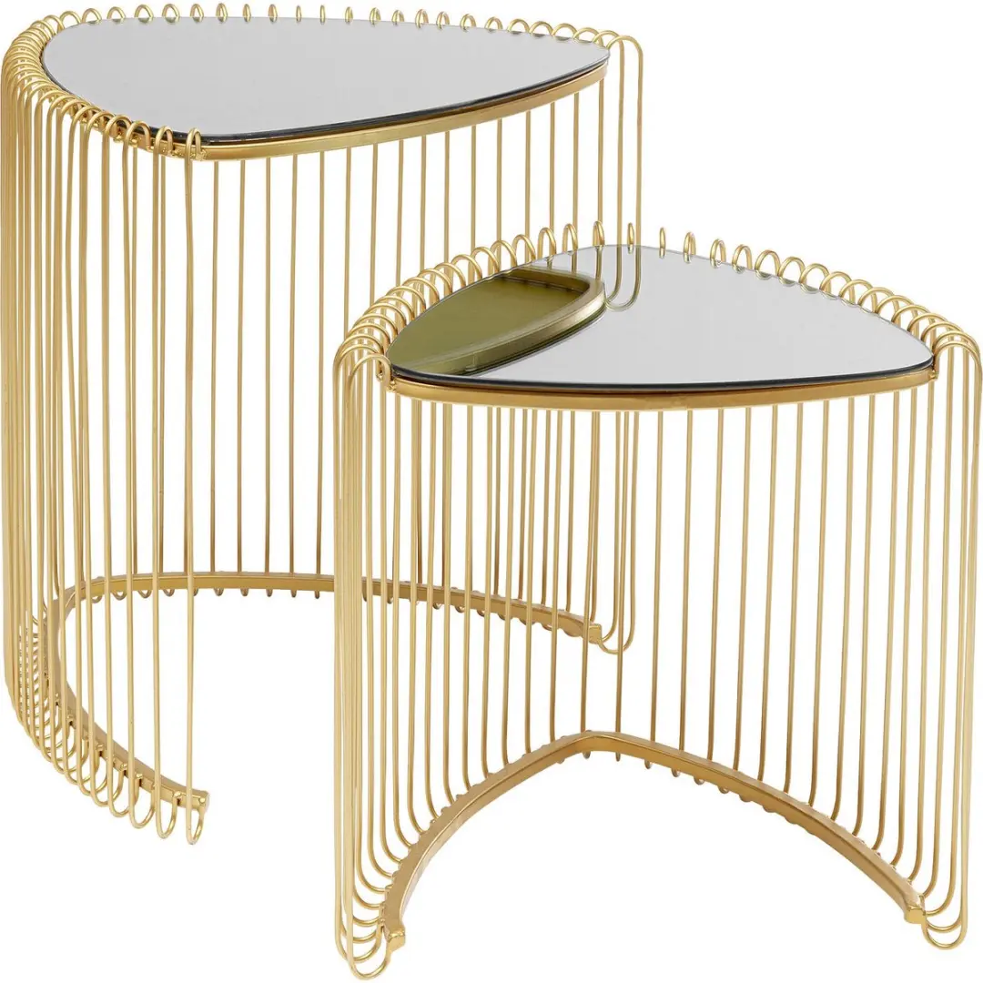 Kare Bijzettafel Wire Triangle Gold (Set van 2)
