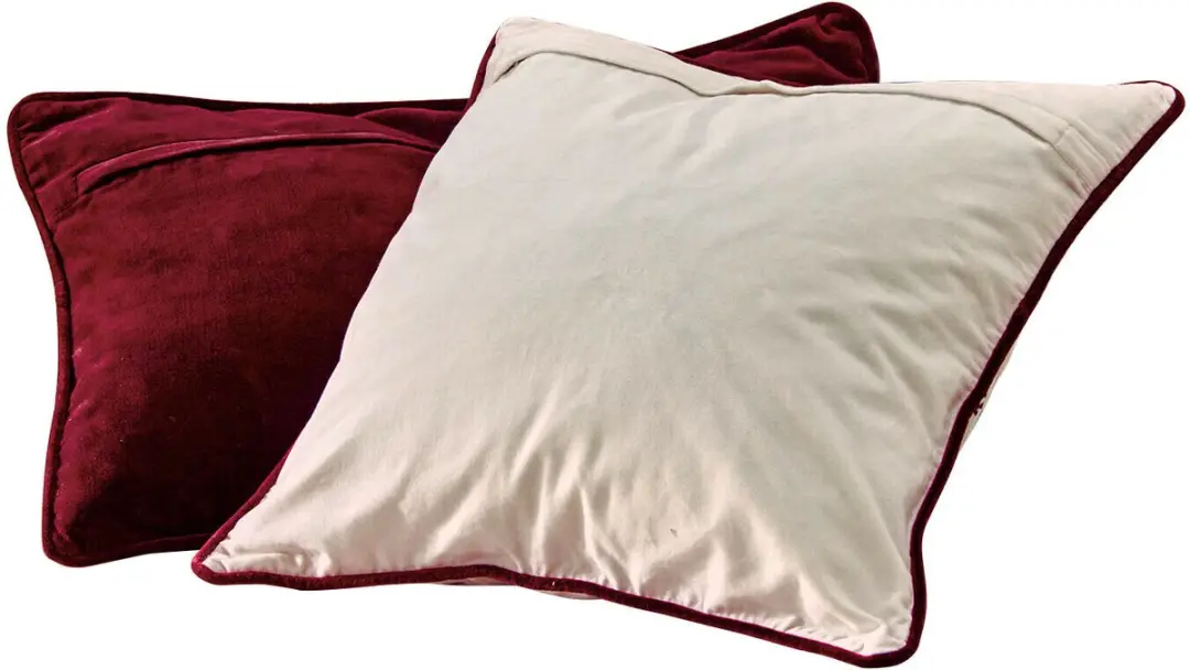 Loberon Kussenhoes Eilira - 2 Stuks - Donkerrood/Beige - afbeelding 4 van 5