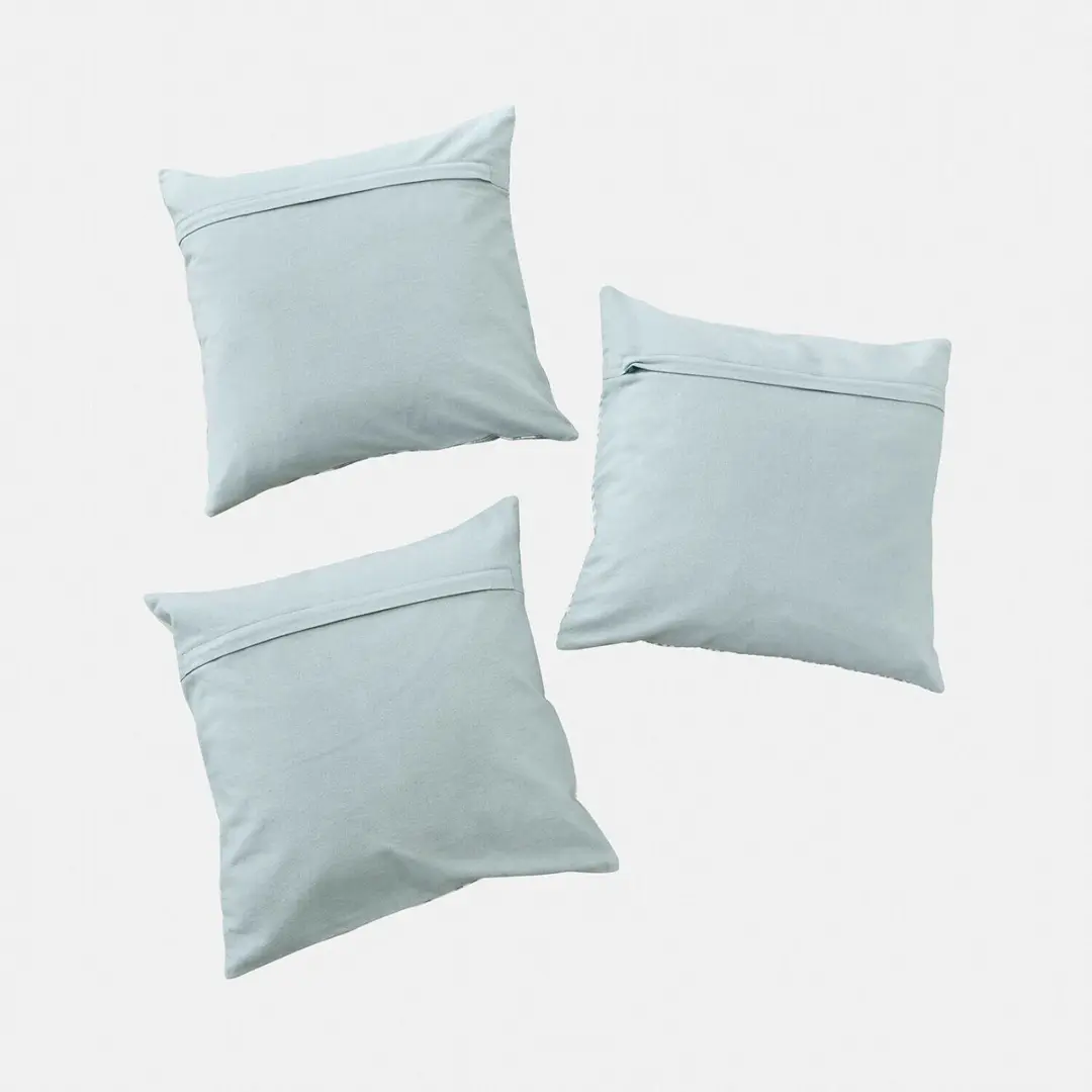 Loberon Sigruna Kussenhoes - 3 Stuks - Blauw/Wit - afbeelding 3 van 5