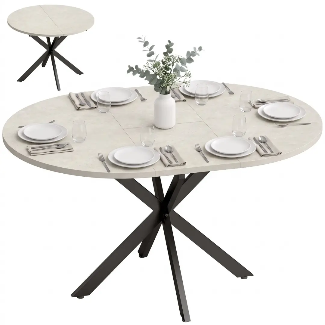 HOMCOM Extendable Dining Table-MDF, Stahl-135 x 100 x 75 cm-Grau