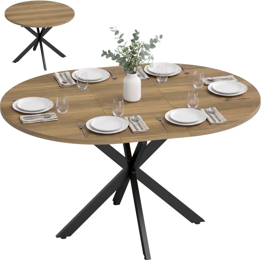 HOMCOM Extendable Dining Table-MDF, Stahl-135 x 100 x 75 cm-Braun