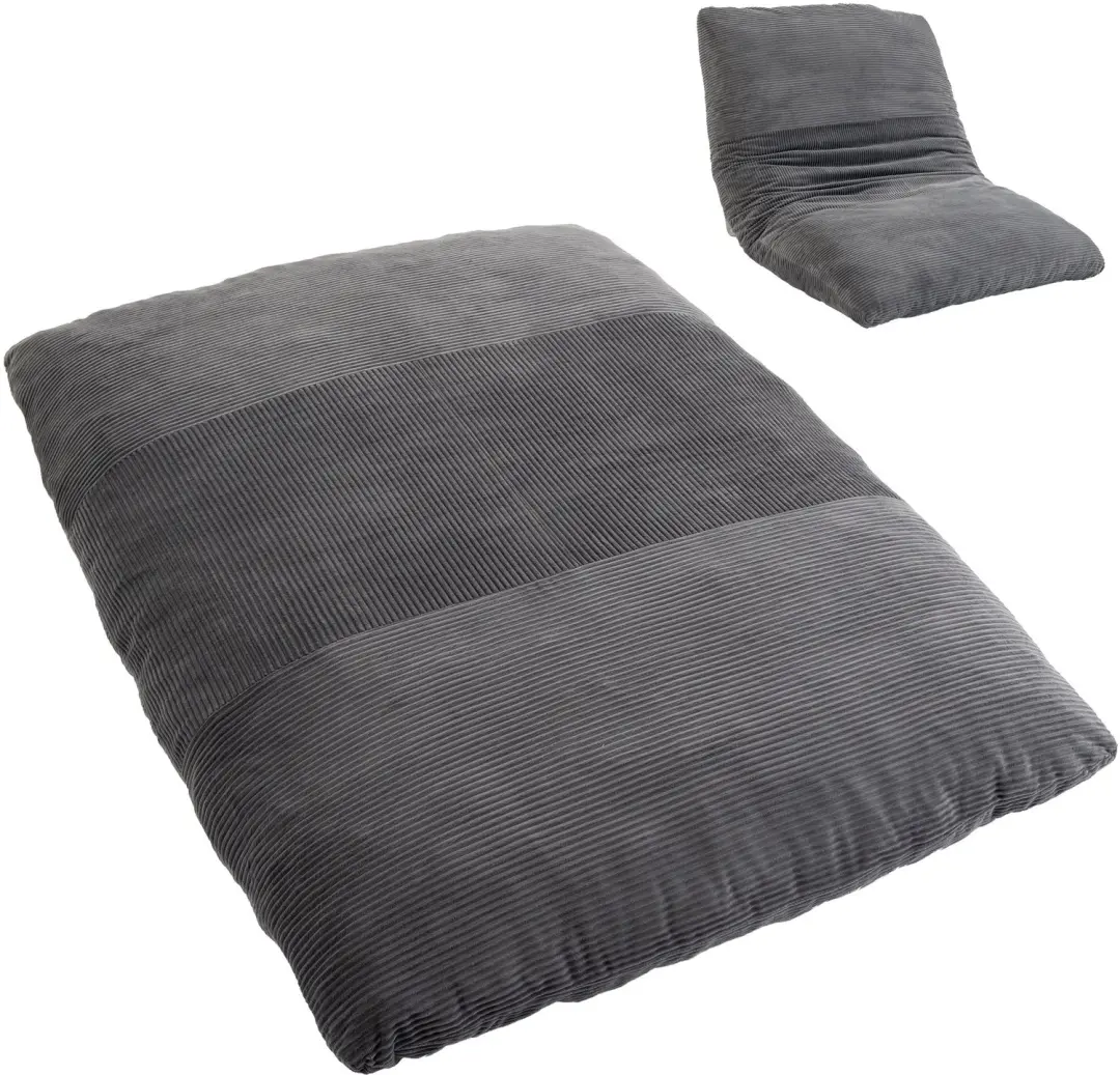 HOMCOM Floor Chair-Cordstoff, Schaumstoff-145 x 98 x 95 cm-Dunkelgrau
