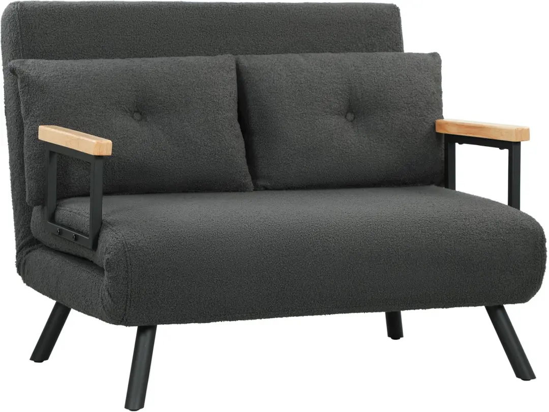 HOMCOM Slaapbank-Staal, polyester-102L x 73B x 81H cm-Donkergrijs