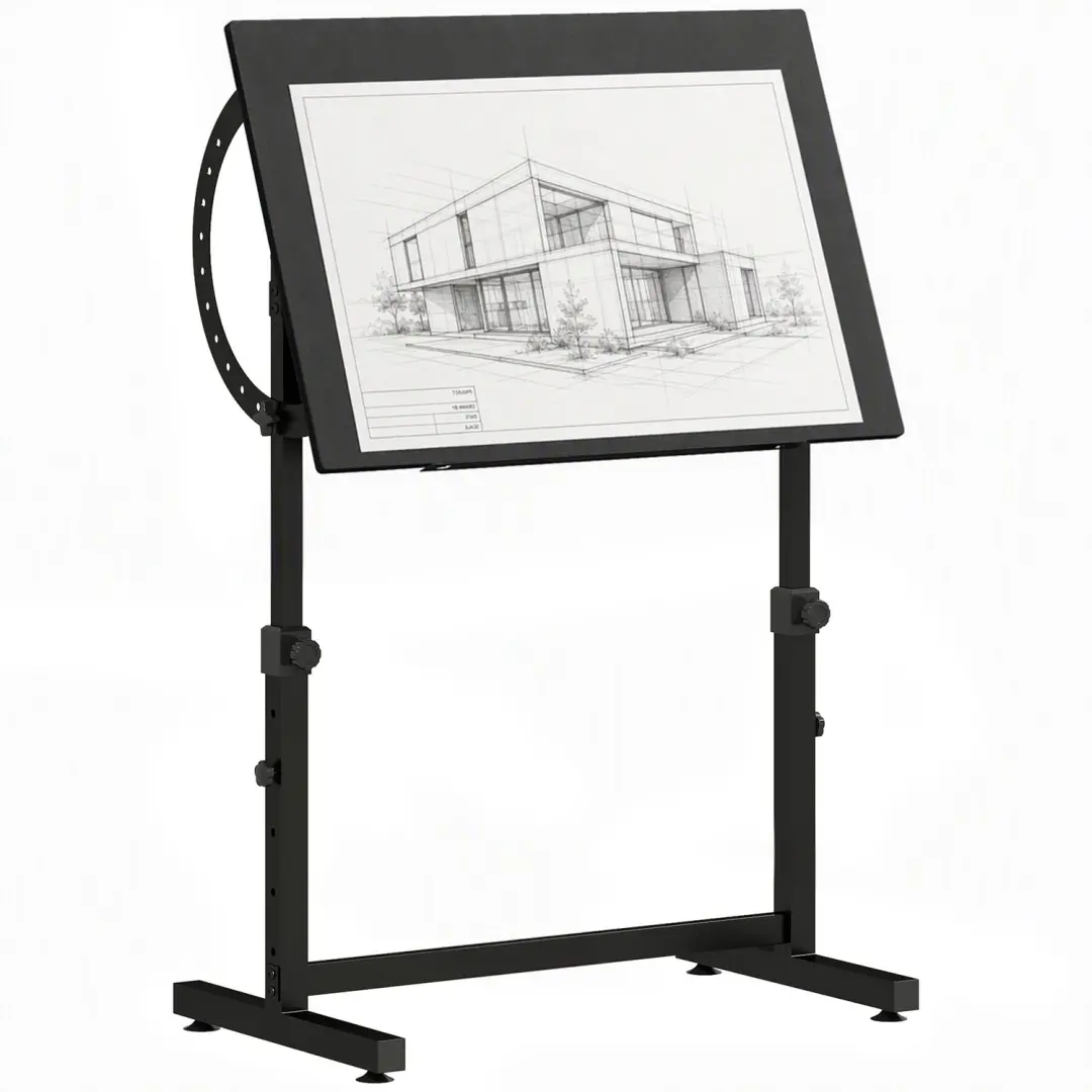HOMCOM Drawing Table-Spanplatte, Stahl-90 x 60 x 90 cm-Schwarz
