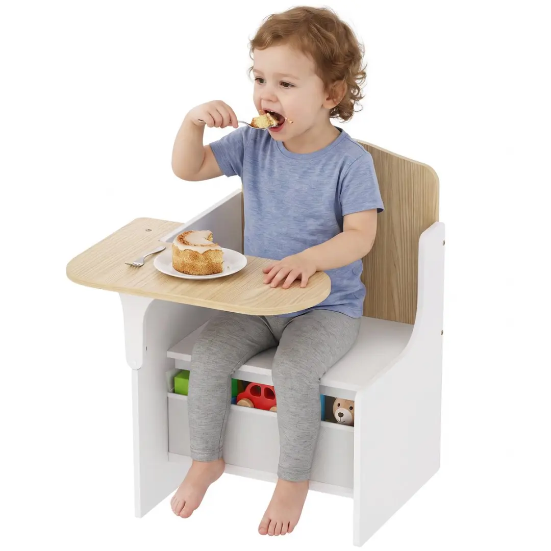 AIYAPLAY Kids Table and Chair Set-MDF, Vliesstoff-58,5L x 51B x 59H cm-Weiß