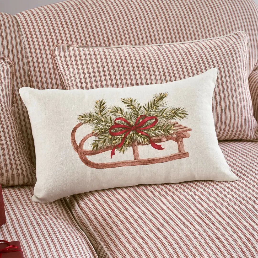 Loberon Kussenhoes Babrie - beige/rood - afbeelding 4 van 6